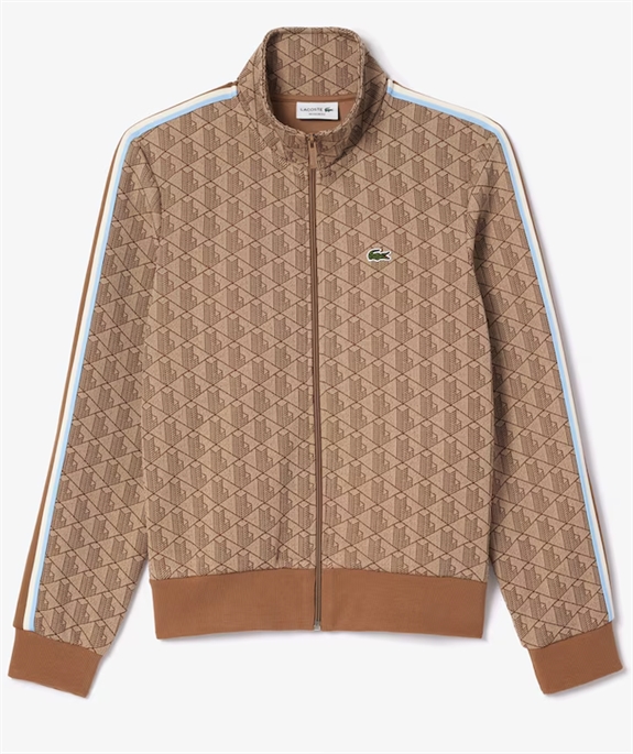 Lacoste Paris Monogram Zipped Sweatshirt - Beige/Brown